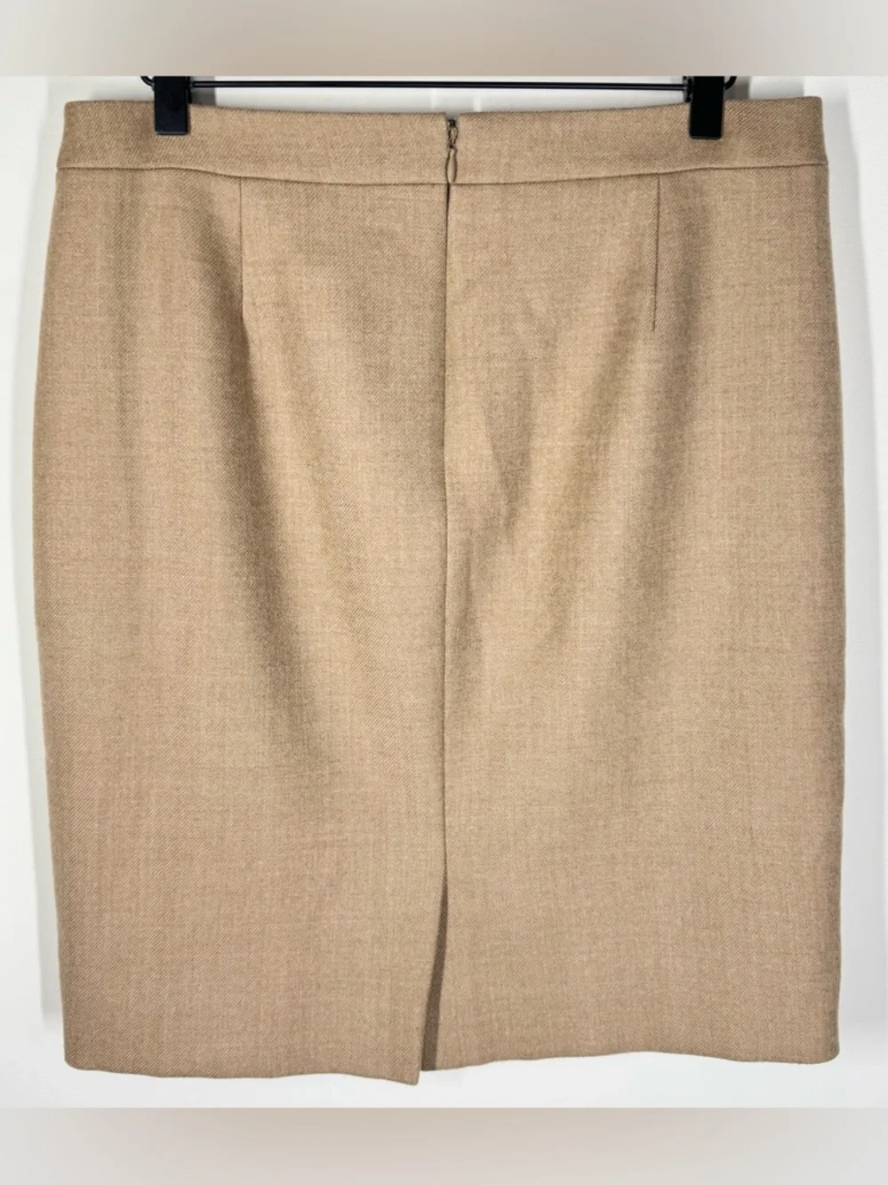 J Crew No 2 Pencil Skirt Sz 8 Camel 100% Wool Old Money Quiet Luxury Preppy CBK